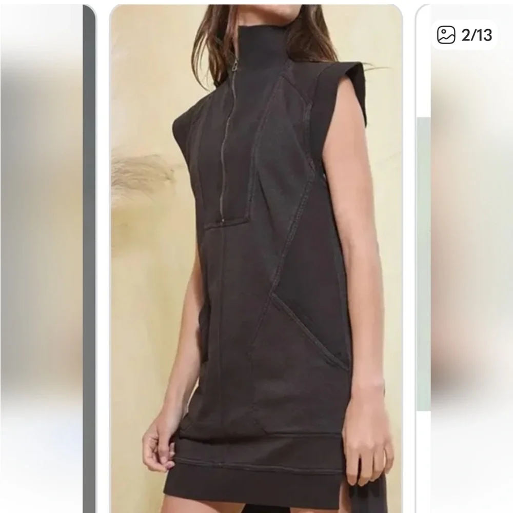 Daily Practice Anthropologie Meru Zip Front Mini Dress Dark Brown XS